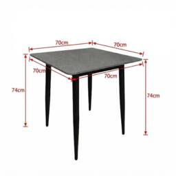 FWStyle 70x70 Nova Grey Marble Effect Square Fixed Sintered Stone Dining Table - thumbnail 3