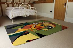 Benjamin Tate Design Portrait Cubism Art Style, Man Calls On A Phone Designer Rug in Natural - Size: Large - thumbnail 3