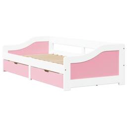 Berkfield Home Day Bed with 2 Drawers without Mattress IRUN White&Pink 90x200 cm in Pink