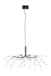 Orsina Black & Clear 8 Light Ceiling Light, Adjustable Chrome Stems, Striking Centrepiece For Modern Interiors in Purple