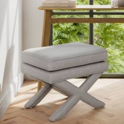 Lemon Pavilion Furniture Rhode Stool - Linen Blend - L45xW61xH49.5 cm - Light Grey - Flat Pack - thumbnail 5