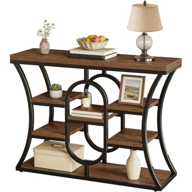 VOGREX 41.3-Inch Console Table Industrial Narrow Entryway Table in Brown - image 1