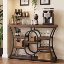VOGREX 41.3-Inch Console Table Industrial Narrow Entryway Table in Brown - thumbnail 3