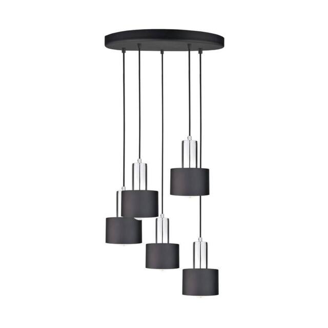 Netlighting Luce Cluster Pendant Ceiling Light Black Silver 45cm 5x E27