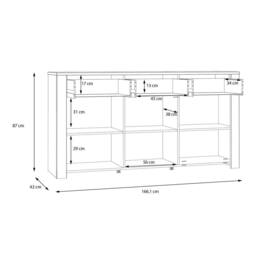 Wyld Haus Bramblecroft Grey & Natural Oak Wide Sideboard 3 Doors 3 Drawers - thumbnail 8