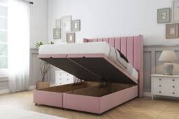"Comfort Beds Palermo Plush Ottoman Bed Base-54"" Wingback Headboard in Pink - Size: King" - thumbnail 2