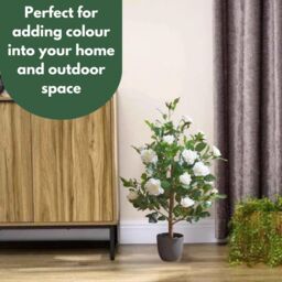 Marco Paul Artificial House Plant 80cm White Rose Trees Indoor Potted Plant in Off-White - thumbnail 7