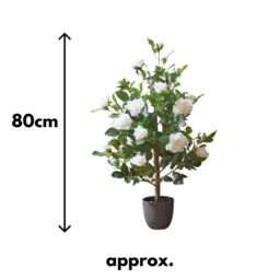 Marco Paul Artificial House Plant 80cm White Rose Trees Indoor Potted Plant in Off-White - thumbnail 2