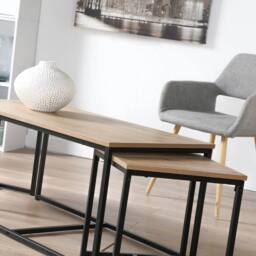 CALICOSY Set Of 3 Nesting Coffee Tables, 100 Cm Long - LENNY in Light Oak - thumbnail 8