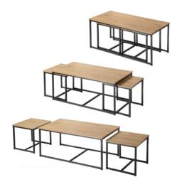 CALICOSY Set Of 3 Nesting Coffee Tables, 100 Cm Long - LENNY in Light Oak - thumbnail 5