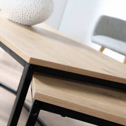 CALICOSY Set Of 3 Nesting Coffee Tables, 100 Cm Long - LENNY in Light Oak - thumbnail 7