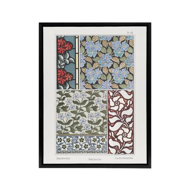 "Artery8 Periwinkle Flower Pattern Framed Canvas Wall Art Print Verneuil in Blue - Size: W24"" x H32""" - image 1