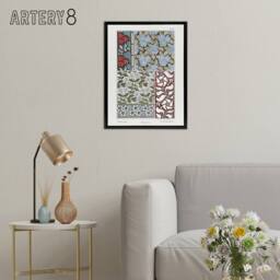 "Artery8 Periwinkle Flower Pattern Framed Canvas Wall Art Print Verneuil in Blue - Size: W24"" x H32""" - thumbnail 3
