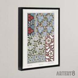 "Artery8 Periwinkle Flower Pattern Framed Canvas Wall Art Print Verneuil in Blue - Size: W24"" x H32""" - thumbnail 2