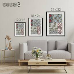 "Artery8 Periwinkle Flower Pattern Framed Canvas Wall Art Print Verneuil in Blue - Size: W24"" x H32""" - thumbnail 4