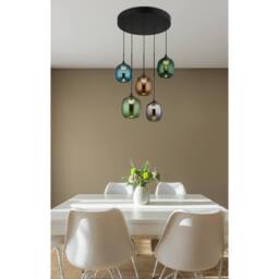 Netlighting Minara Round Cluster Pendant Matt Black Glass Shade 5x LED 3000K - thumbnail 6