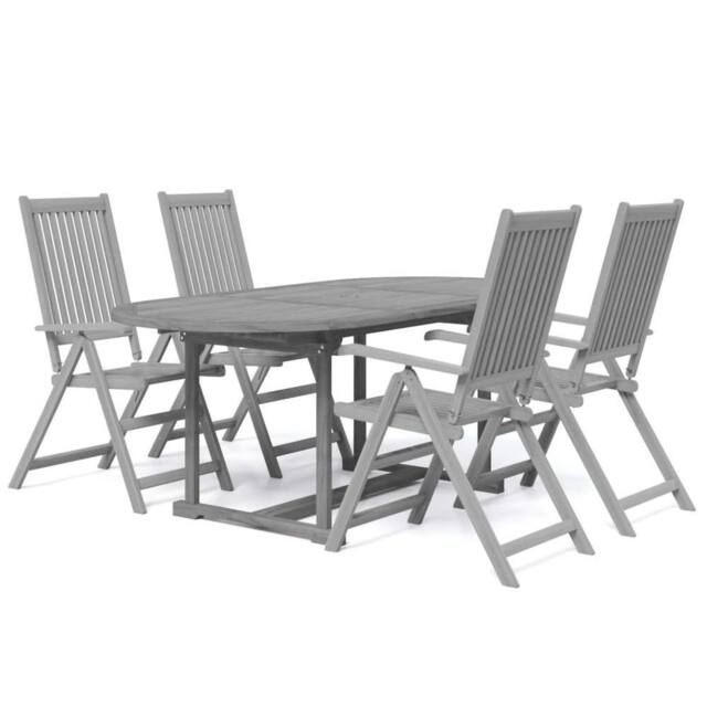 Berkfield Home 5 Piece Garden Dining Set Solid Wood Acacia in Grey - image 1
