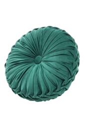 Living and Home Round Velvet Cushion Throw Pillow in Dark Green - thumbnail 4