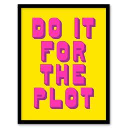 Artery8 Do It For The Plot Retro Yellow Pink Funny Cheeky Framed Art Print - Size: A4 - thumbnail 1