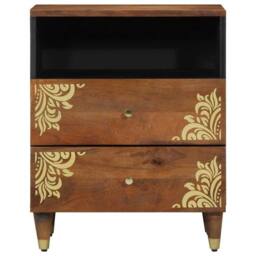 Berkfield Home Bedside Cabinet 50x33x60 cm Solid Wood Mango in Brown - Size: 50 x 33 x 60 cm - thumbnail 3