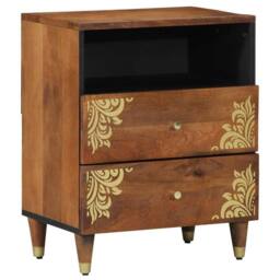Berkfield Home Bedside Cabinet 50x33x60 cm Solid Wood Mango in Brown - Size: 50 x 33 x 60 cm - thumbnail 2