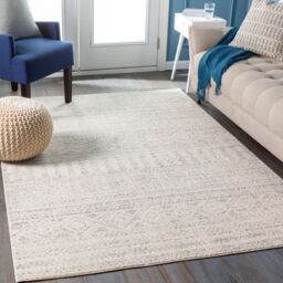 Livabliss Elaziz-Global Grey White Global Living Dining Bedroom Rug in Light Grey - Size: 120 cm x 170 cm - thumbnail 1