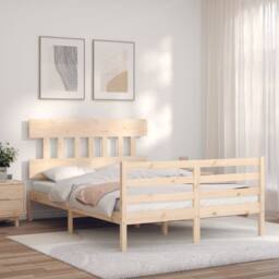 Berkfield Home Beautiful Bed Frame without Mattress 140x190 cm Solid Wood in Light Tan - thumbnail 1
