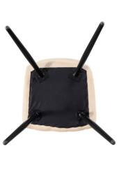 Life Interiors Single Camden Modern Velvet Dining Chair with Armrests, Quilted Design & Black Metal Legs in Cream - thumbnail 6