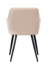 Life Interiors Single Camden Modern Velvet Dining Chair with Armrests, Quilted Design & Black Metal Legs in Cream - thumbnail 5
