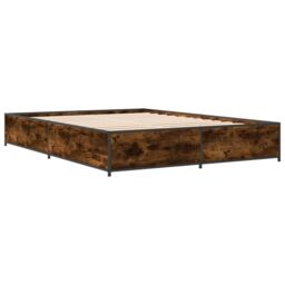 Berkfield Home Bed Frame without Mattress Smoked Oak 135x190 cm Double in Brown - thumbnail 3