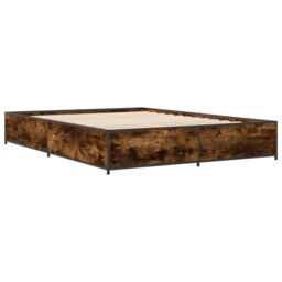Berkfield Home Bed Frame without Mattress Smoked Oak 135x190 cm Double in Brown - thumbnail 6