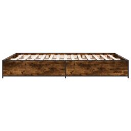 Berkfield Home Bed Frame without Mattress Smoked Oak 135x190 cm Double in Brown - thumbnail 5