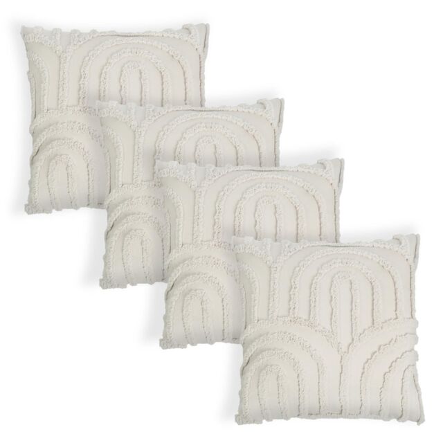 OHS 4 Pack Tufted Arch Cushion Cover in Natural - Size: 45 cm x 45 cm - image 1
