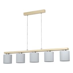 Loops Pendant Light Colour Satin Nickel Brown Shade White Fabric Bulb E27 5x28W in Metallics