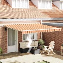 Berkfield Home Manual Retractable Awning Yellow & Orange 400x300 cm - thumbnail 2
