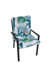 Living and Home 106cm W x 53cm D Short Hawaiian Style Printed Dining Chair Cushion in Green - Size: 106 cm W x 53 cm D - thumbnail 1