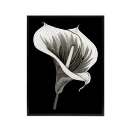 "Artery8 Batik Style Black White Calla Lily Flower Framed Canvas Wall Art Print - Size: W12"" x H16""" - thumbnail 1