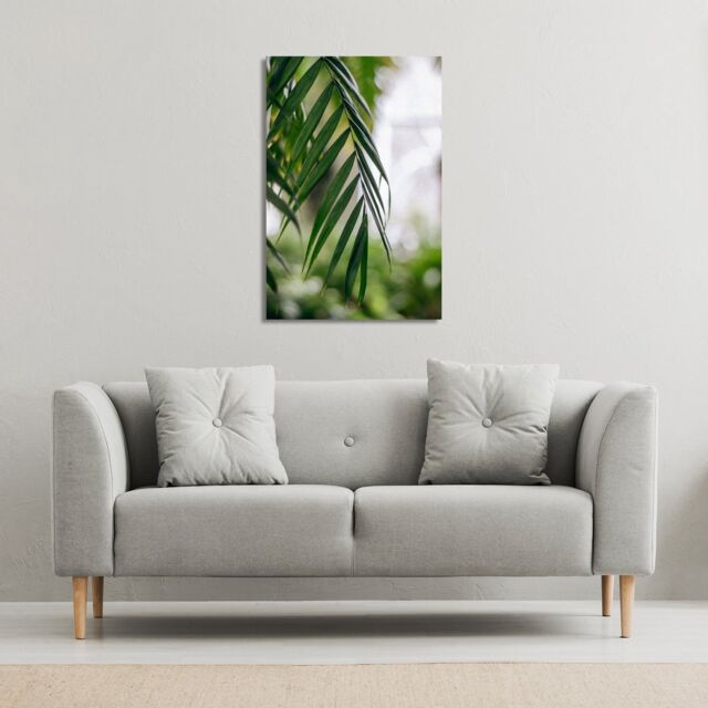 Benjamin Tate Design Closeup of green palm leaf (Canvas Print) / 61 x 41 x 4cm in Natural - Size: 61 x 41 x 4 cm - image 1
