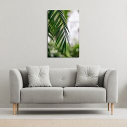Benjamin Tate Design Closeup of green palm leaf (Canvas Print) / 61 x 41 x 4cm in Natural - Size: 61 x 41 x 4 cm - thumbnail 1