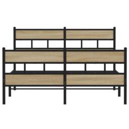 Berkfield Home Metal Bed Frame without Mattress Sonoma Oak 140x200 cm in Brown - thumbnail 4