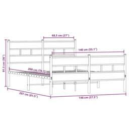 Berkfield Home Metal Bed Frame without Mattress Sonoma Oak 140x200 cm in Brown - thumbnail 9