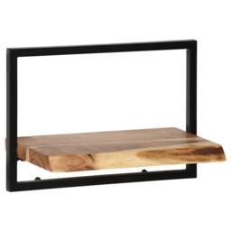 Berkfield Home Wall Shelf Set 5 Pieces Solid Acacia Wood & Steel in Brown - thumbnail 8
