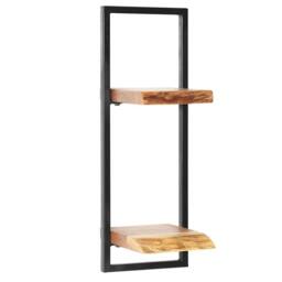 Berkfield Home Wall Shelf Set 5 Pieces Solid Acacia Wood & Steel in Brown - thumbnail 6
