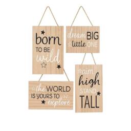 Marco Paul Set of 4 Wooden Wall Plaques For Kids Nursery's in Beige - Size: 20 cm - thumbnail 2