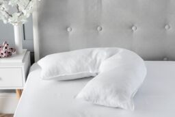 Snug City V Shape Support Pillow, Microfibre Soft Touch Cover & Hollowfibre Filling in White