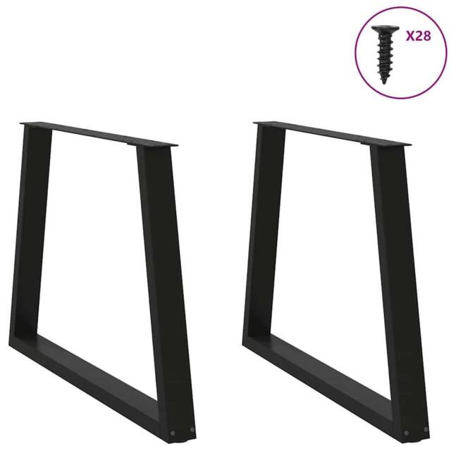Berkfield Home Modern Dining Table Legs V-Shape 2 pcs Black 100x(72-73.3) cm Steel - image 1