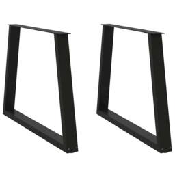 Berkfield Home Modern Dining Table Legs V-Shape 2 pcs Black 100x(72-73.3) cm Steel - thumbnail 2