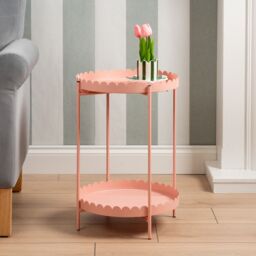 Scottish Everlastings Ltd Pink Round Scallop Table in Light Pink