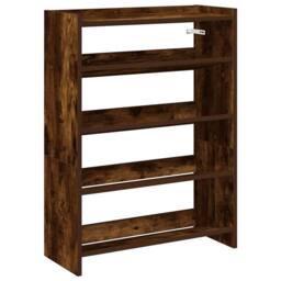 Berkfield Home Shoe Rack Smoked Oak 60x25x81 cm Engineered Wood in Brown - Size: 60 x 25 x 81 cm - thumbnail 3