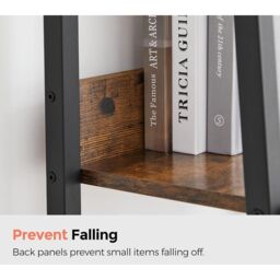VASAGLE 4-Tier Ladder Bookcase Free Standing Storage Steel Frame Office in Brown - thumbnail 4